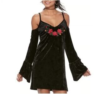 Disney Pixar Coco Black Velvet Cold Shoulder Dress | day of the dead | Small